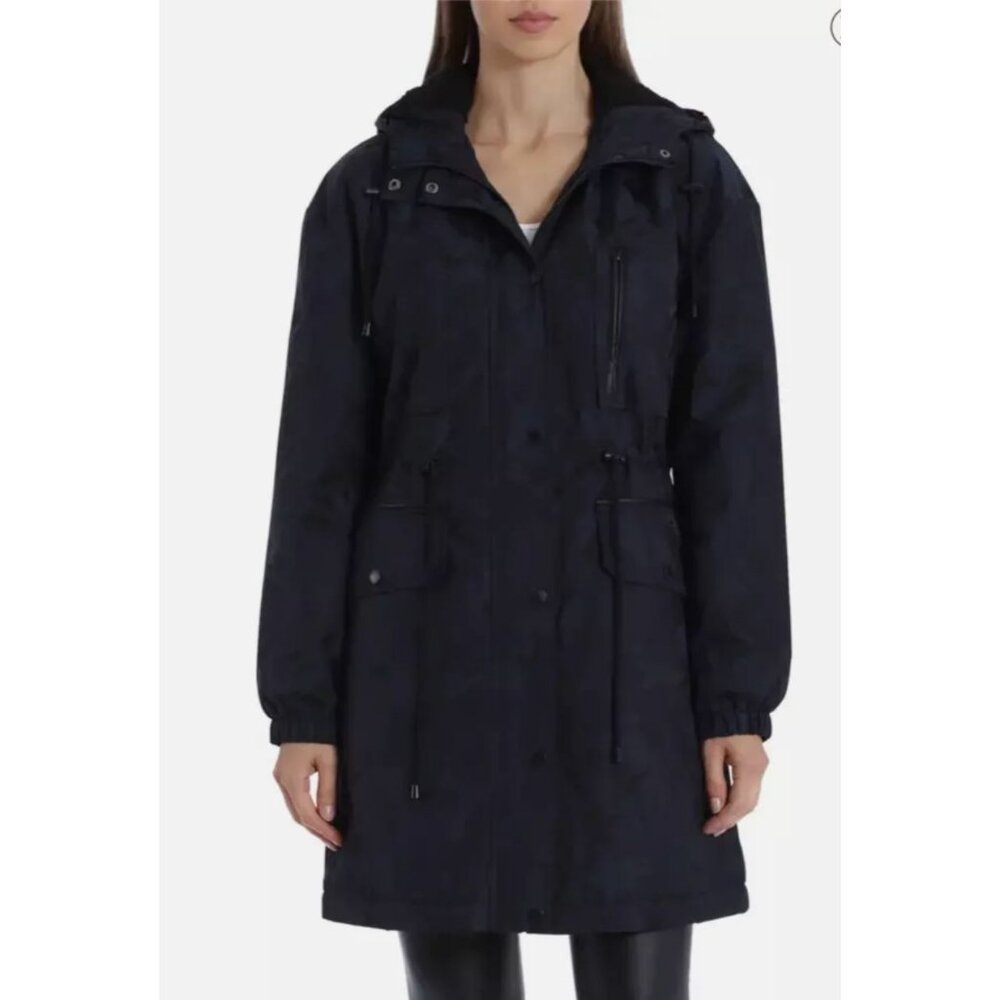 Avec Les Filles Navy Hooded Anorak Coat
